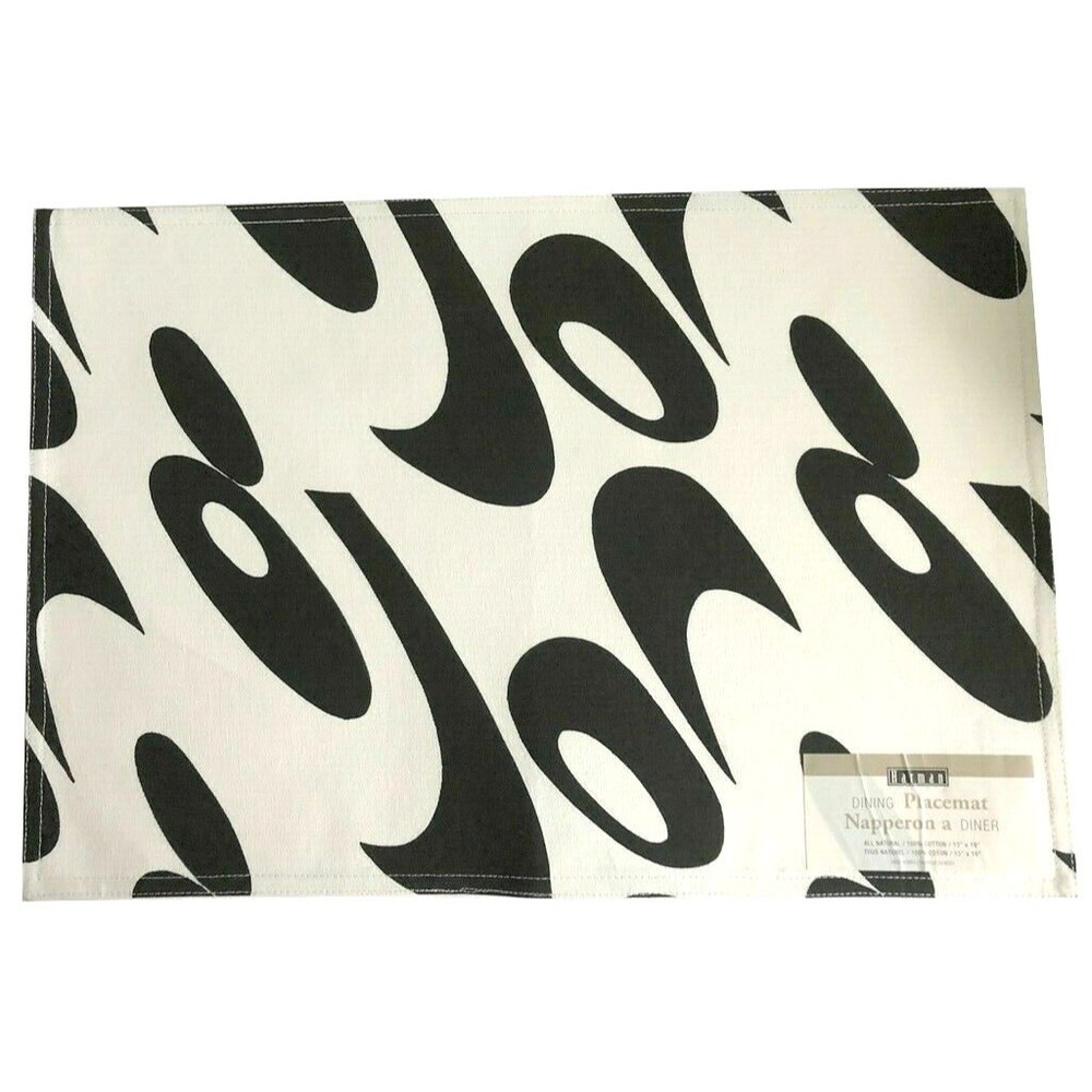 Harman Fabric Black White Placemats Chelsea 100% Cotton 19x13" Set of 4